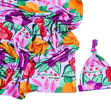 Florecitas Bamboo Swaddle and Beanie Set